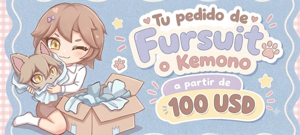 Banner: tu pedido de fursuit o kemono, a partir de 100 USD.