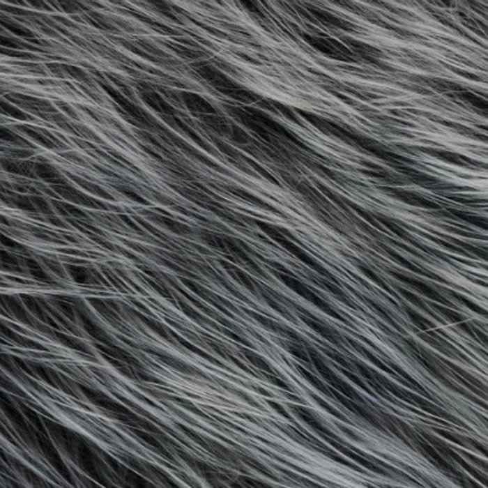 Muestra de tela peluche color gris jaspeado premium, textura de pelo.