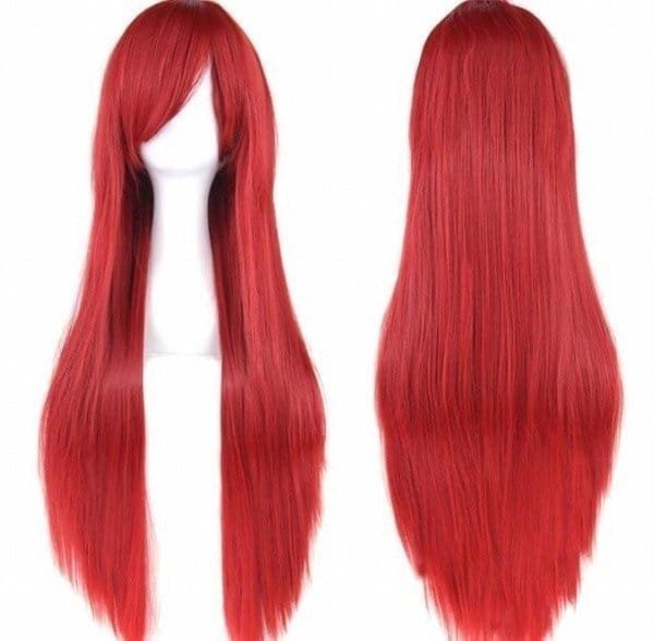 Peluca de cosplay color rojo, 70 centímetros.